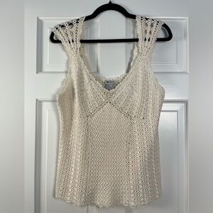 Worth Ivory Silk & Cotton Crochet Top.  Size Medium